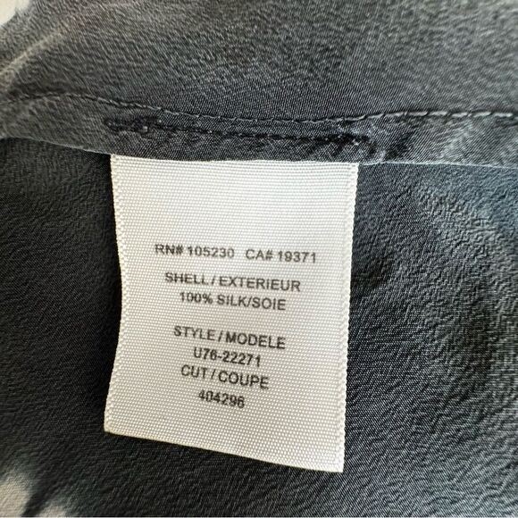 Joie 100% Silk Blouse Gray Black Pullover Bat Wing Sleeves SZ M - Picture 10 of 12